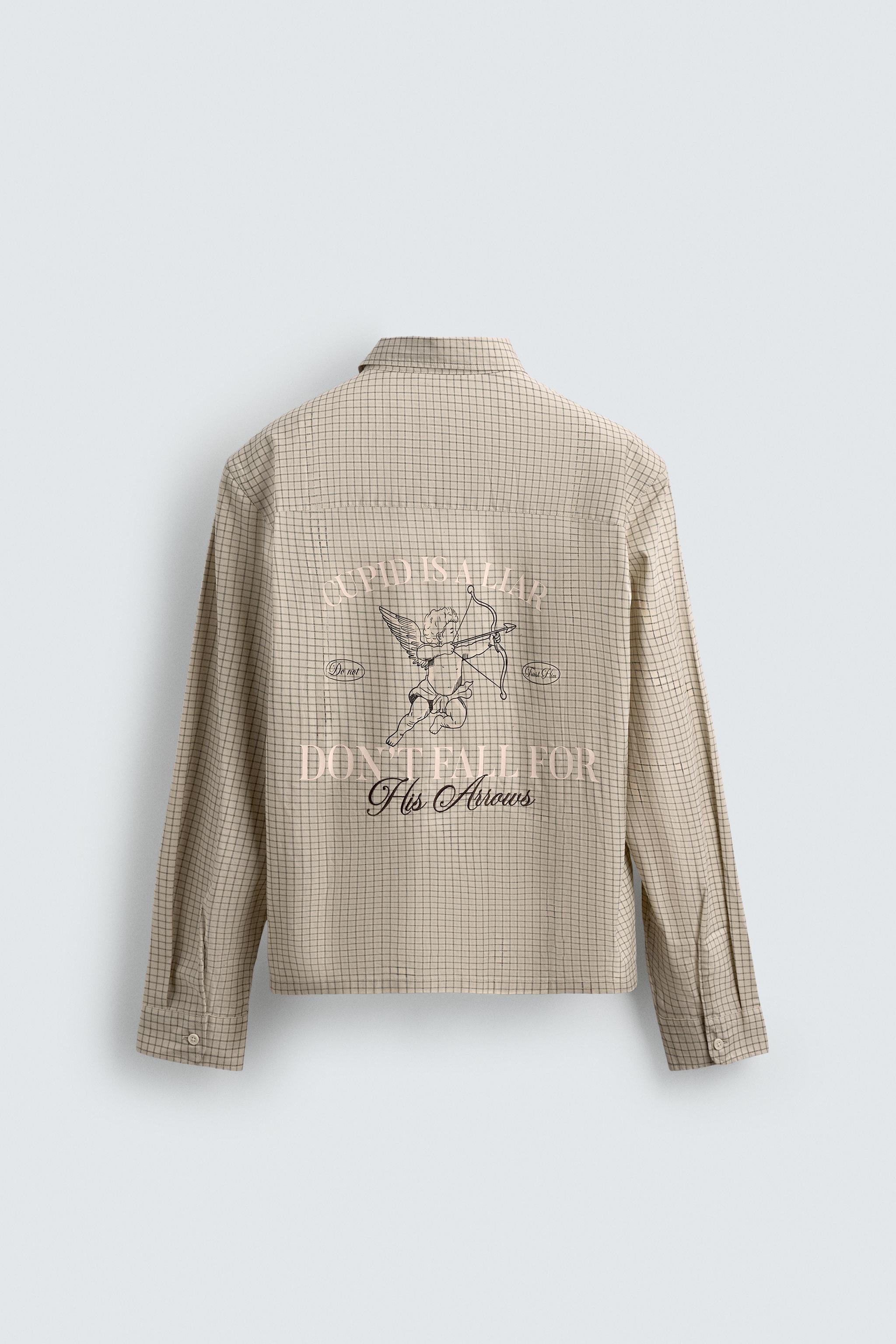 CHEMISE À CARREAUX IMPRIMÉ CUPIDON